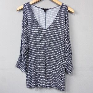 Banana Republic Jersey Knit Top Size L Cold Shoulder‎ Slit Sleeve Artsy Glam Y2K